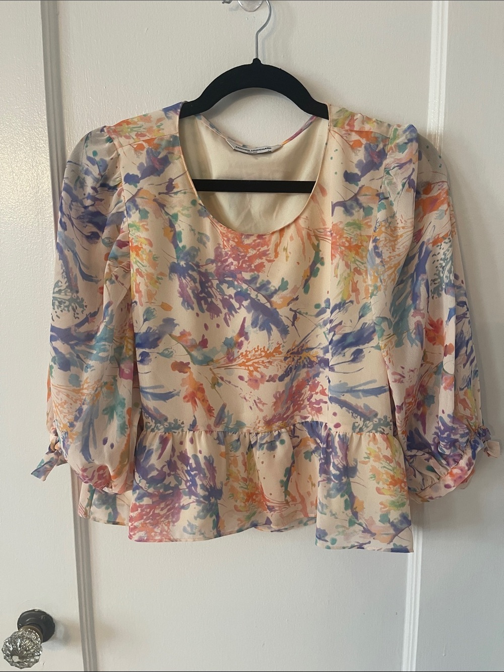 Amanda Uprichard Watercolor Floral Floressence Peplum Blouse
